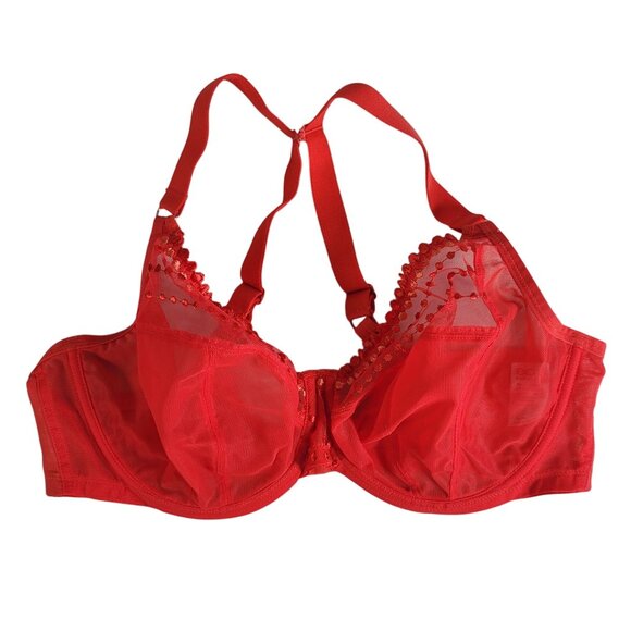 Elomi Matilda Plunge Bra Red 38G Underwire Unlined Adj Side Panels J Hook Chilli - Picture 1 of 10
